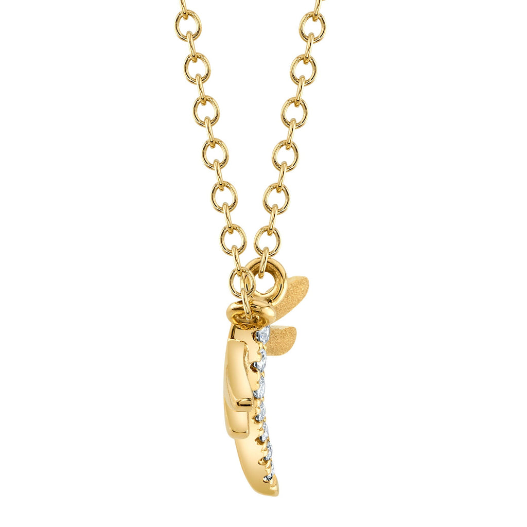 0.03CT 14K Y/G DIAMOND DRAGONFLY MATTE NECKLACE