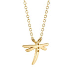 0.03CT 14K Y/G DIAMOND DRAGONFLY MATTE NECKLACE