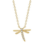 0.03CT 14K Y/G DIAMOND DRAGONFLY MATTE NECKLACE
