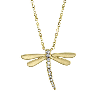 0.08CT 14K Y/G DIAMOND DRAGONFLY MATTE NECKLACE