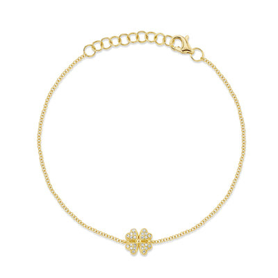 0.05CT 14K Y/G DIAMOND CLOVER BRACELET