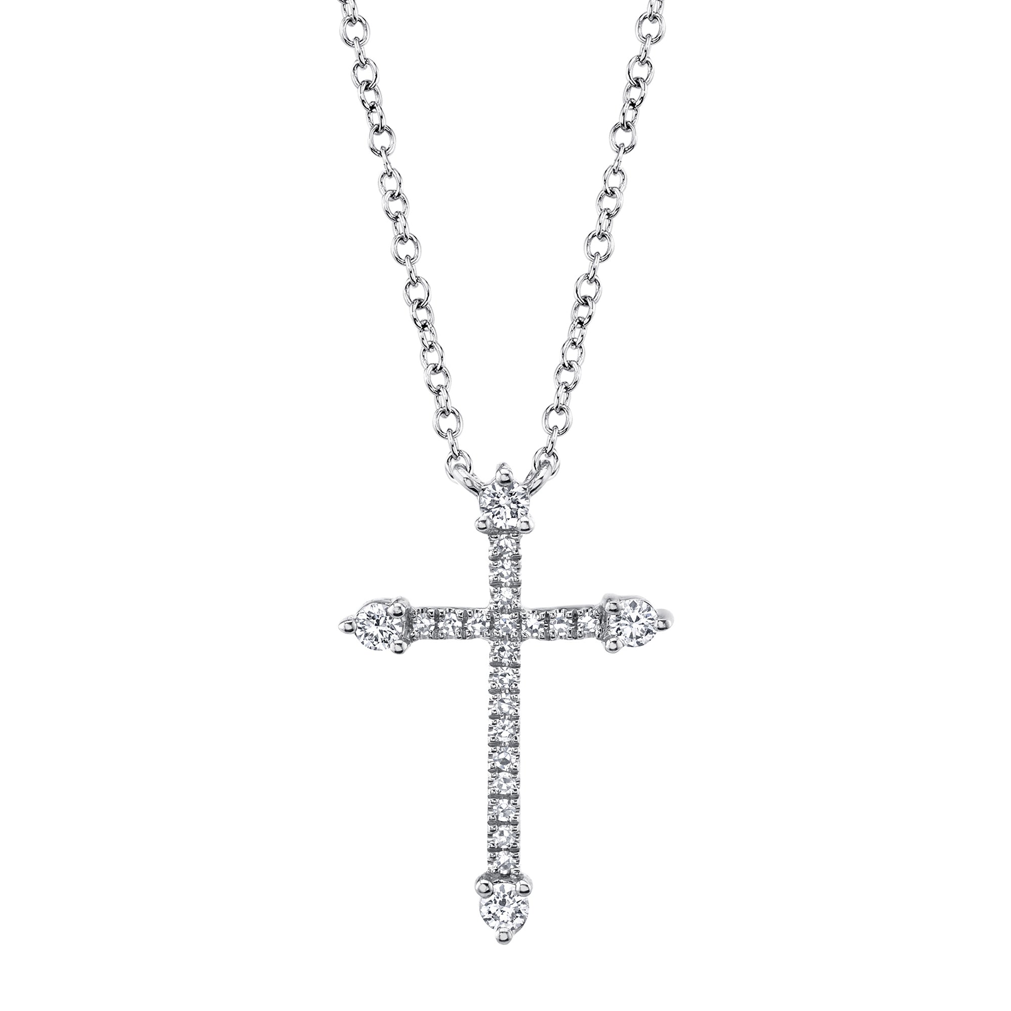0.17CT 14K W/G DIAMOND CROSS NECKLACE