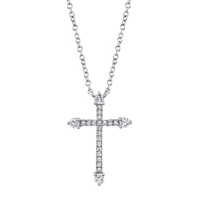 0.17CT 14K W/G DIAMOND CROSS NECKLACE