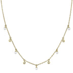 0.04CT 14K Y/G DIAMOND & CULTURED PEARL NECKLACE