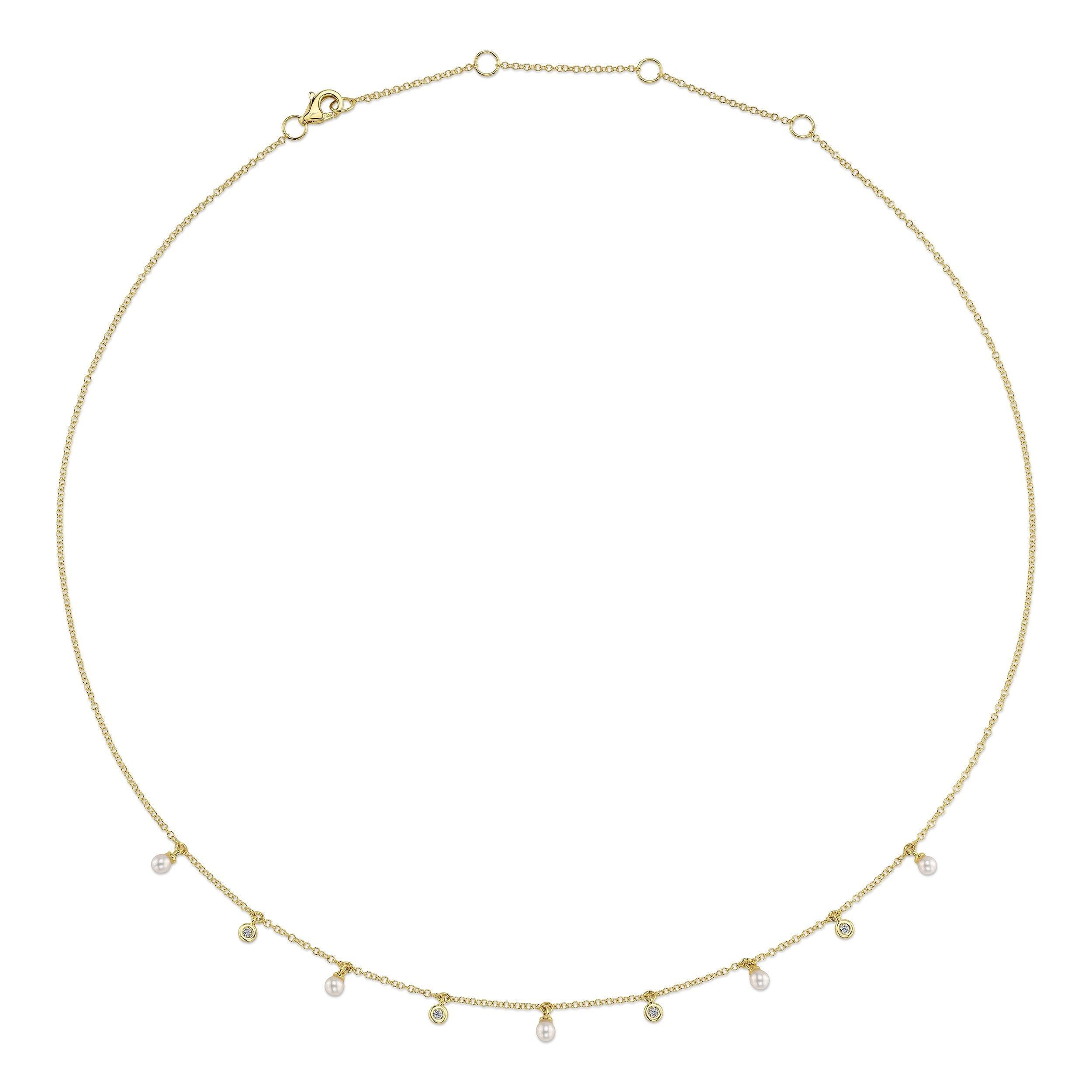 0.04CT 14K Y/G DIAMOND & CULTURED PEARL NECKLACE