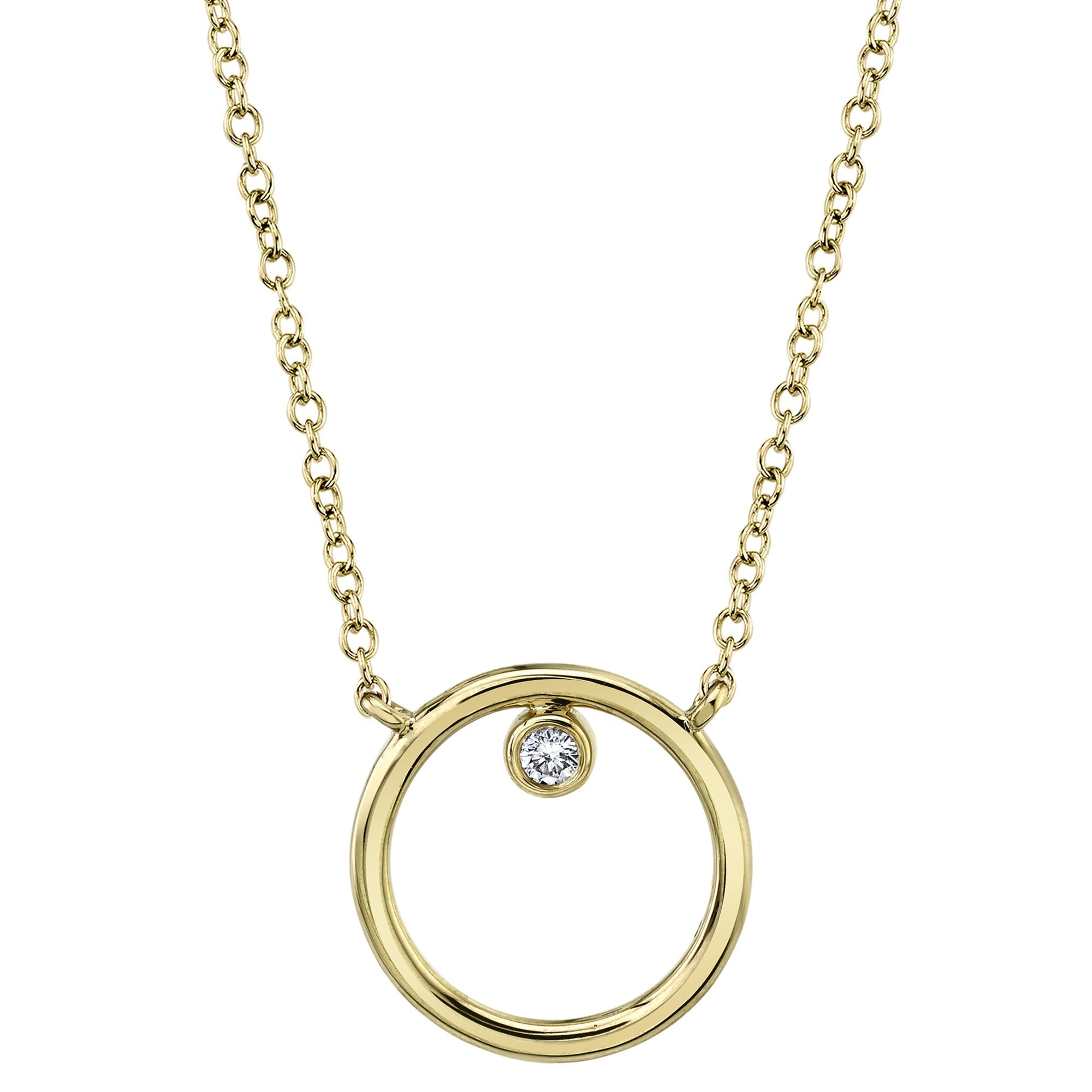 0.03CT 14K Y/G DIAMOND BEZEL CIRCLE NECKLACE