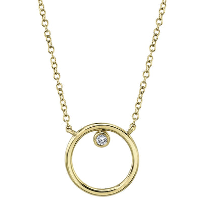 0.03CT 14K Y/G DIAMOND BEZEL CIRCLE NECKLACE