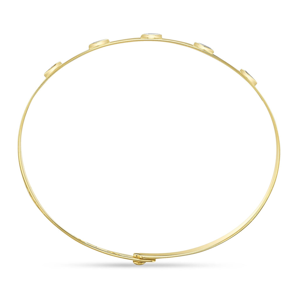 0.41CT 14K Y/G DIAMOND MARQUISE BEZEL LATCH LOCK BANGLE