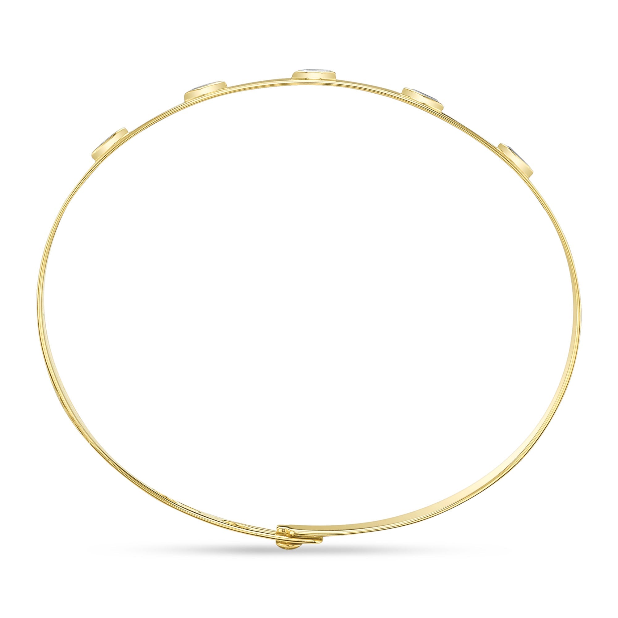0.41CT 14K Y/G DIAMOND MARQUISE BEZEL LATCH LOCK BANGLE