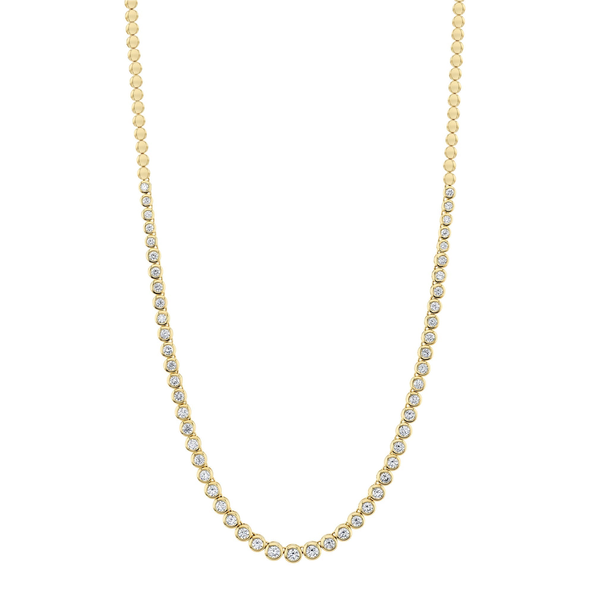 3.53CT 14K Y/G DIAMOND BEZEL TENNIS NECKLACE