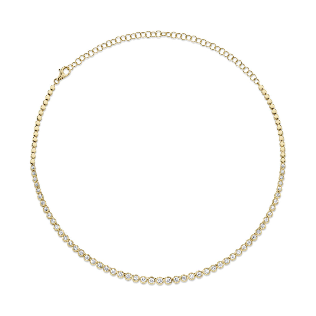 3.53CT 14K Y/G DIAMOND BEZEL TENNIS NECKLACE