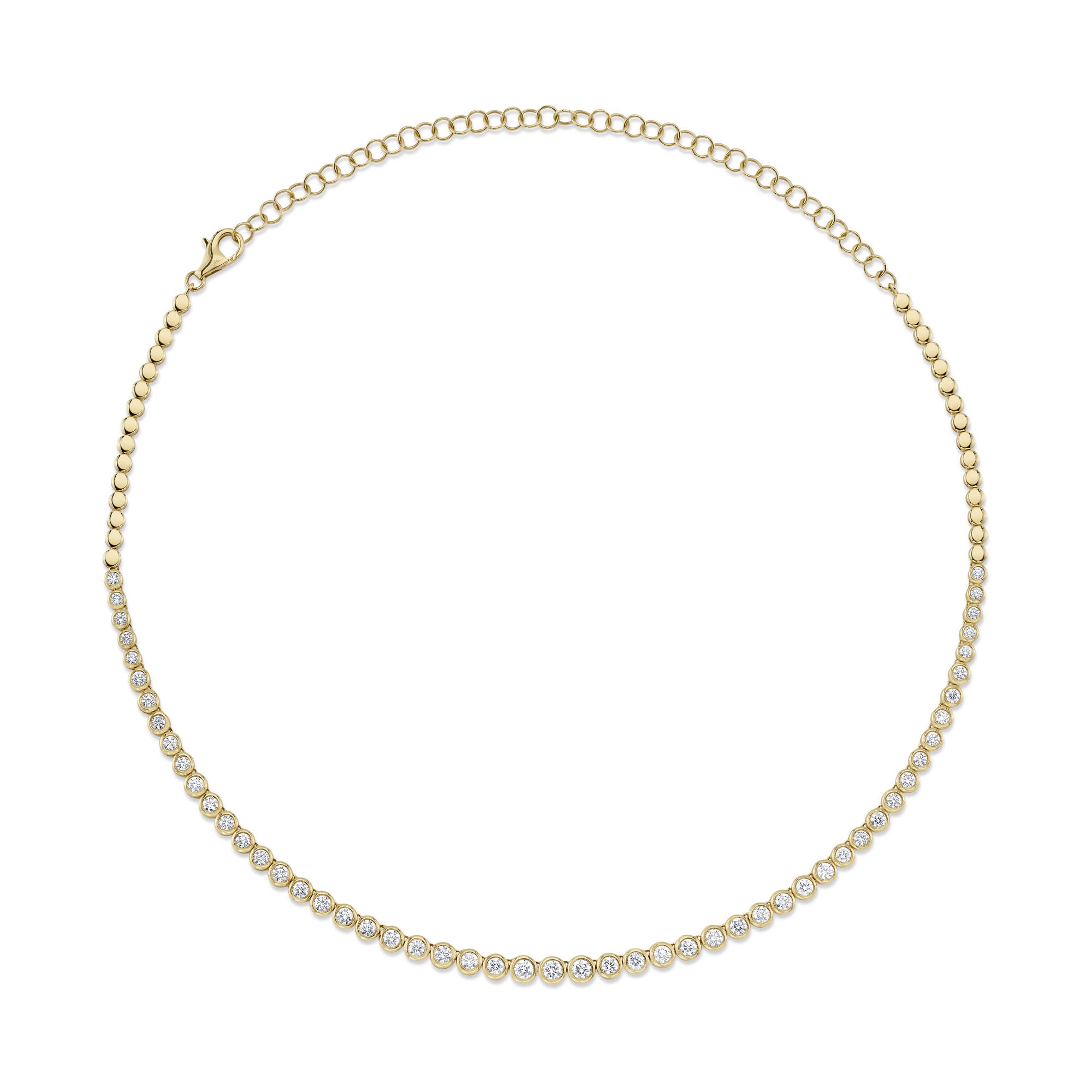 3.53CT 14K Y/G DIAMOND BEZEL TENNIS NECKLACE