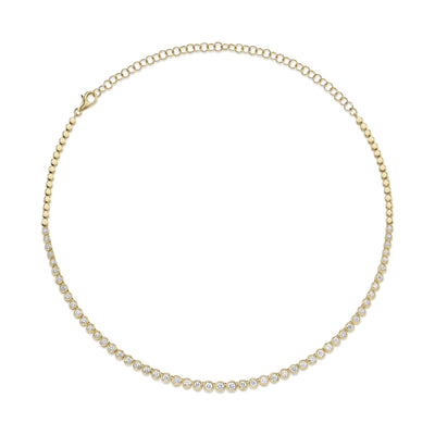 3.53CT 14K Y/G DIAMOND BEZEL TENNIS NECKLACE