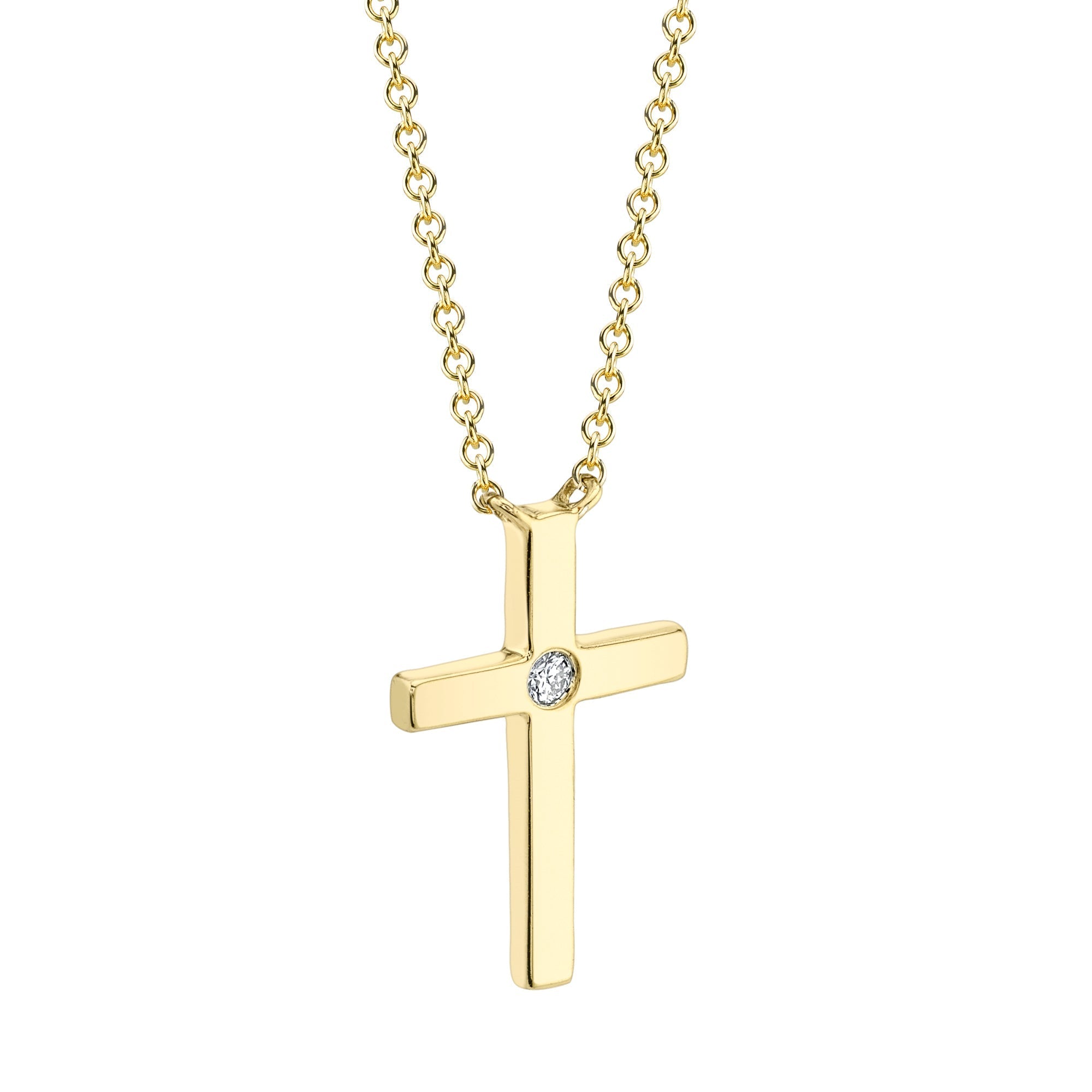 0.03CT 14K Y/G DIAMOND CROSS NECKLACE
