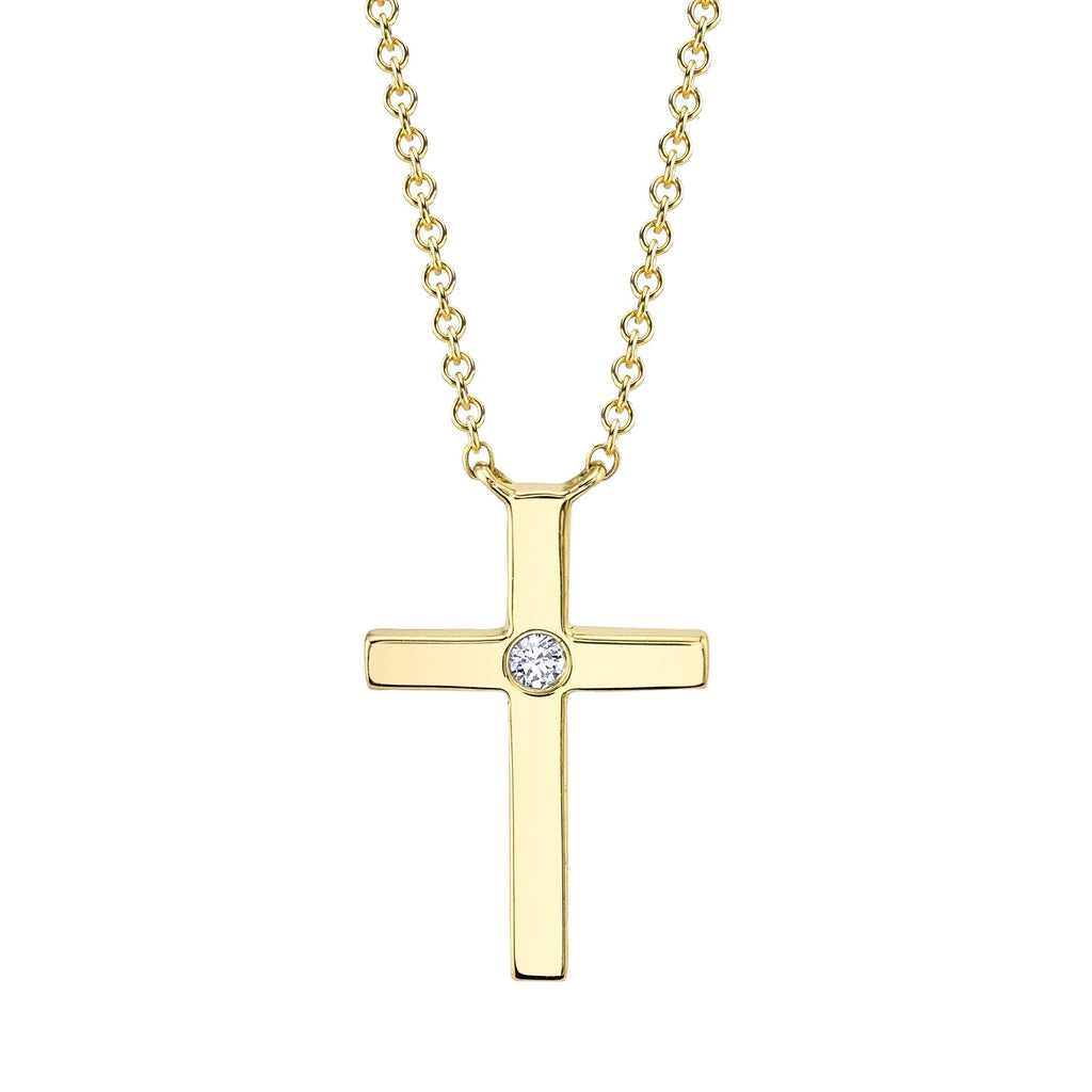 0.03CT 14K Y/G DIAMOND CROSS NECKLACE