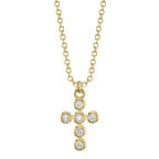 0.08CT 14K Y/G DIAMOND BEZEL CROSS NECKLACE