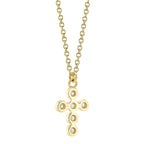 0.08CT 14K Y/G DIAMOND BEZEL CROSS NECKLACE