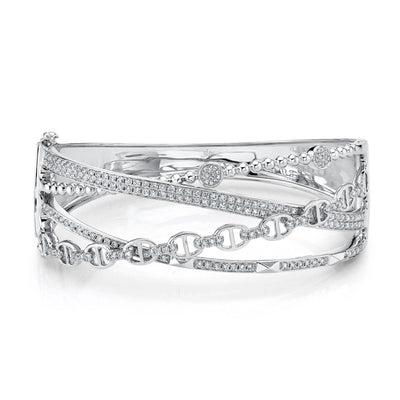 1.62CT 14K W/G DIAMOND LINK BRIDGE BANGLE