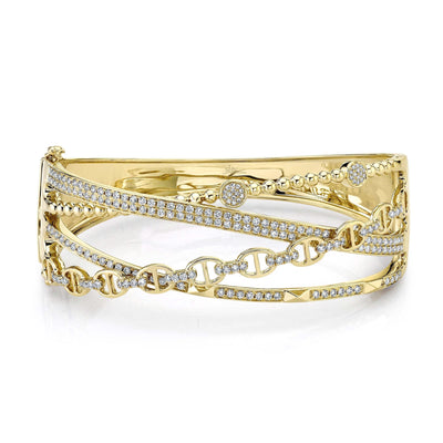 1.62CT 14K Y/G DIAMOND LINK BRIDGE BANGLE