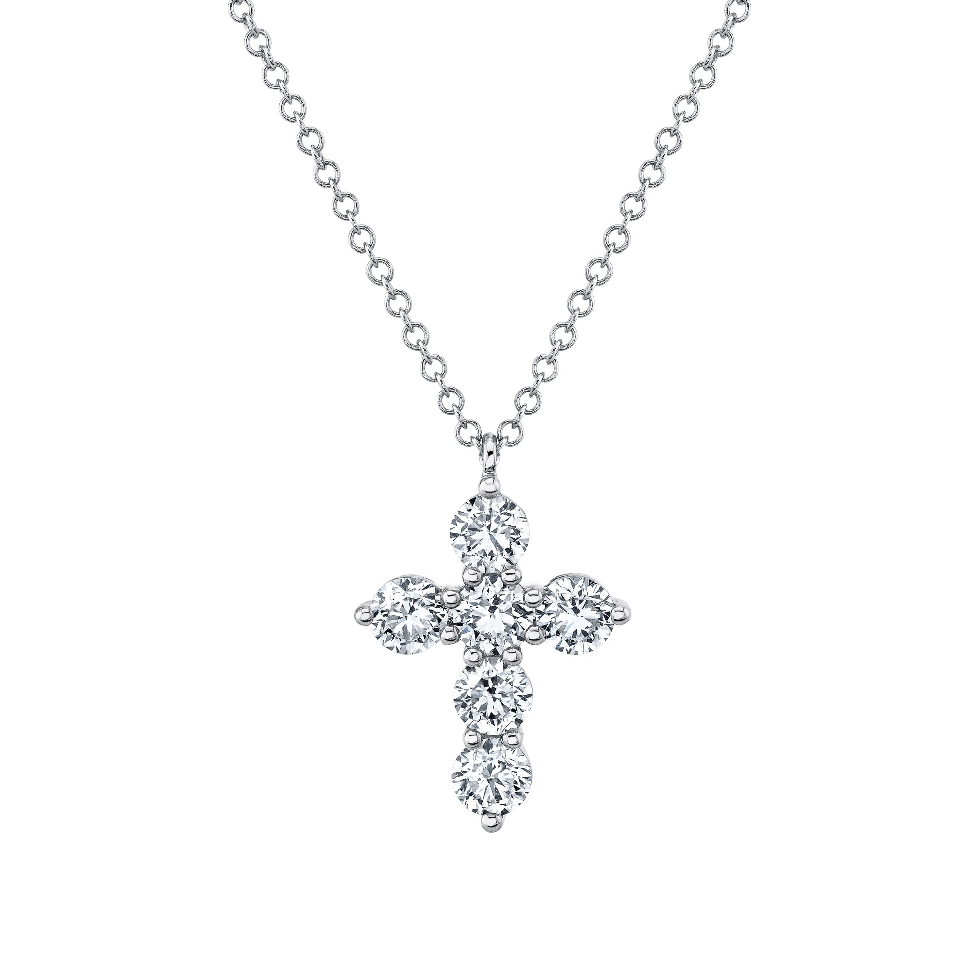 1.10CT 14K W/G DIAMOND CROSS NECKLACE