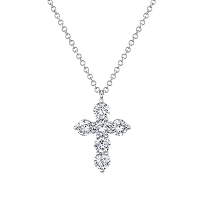 1.10CT 14K W/G DIAMOND CROSS NECKLACE