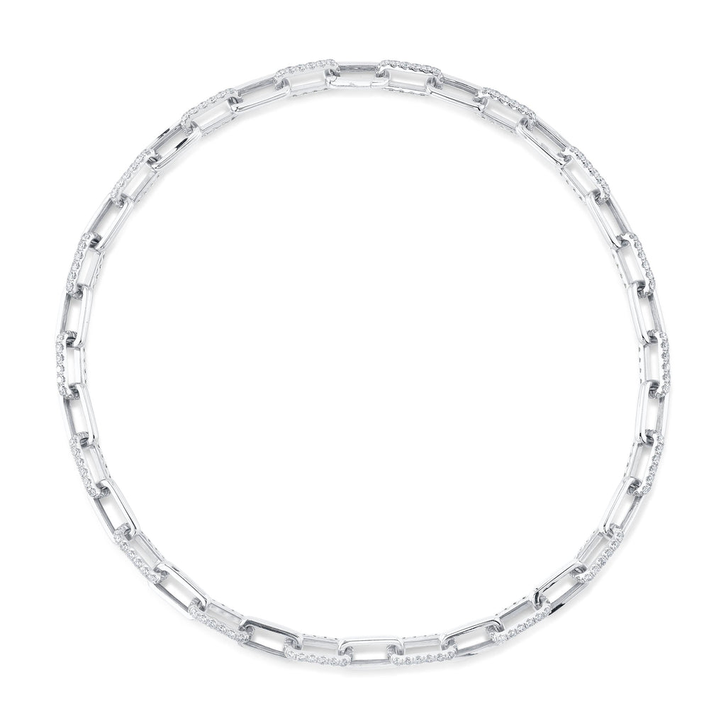 13.01CT 14K W/G DIAMOND PAVE PAPER CLIP LINK NECKLACE