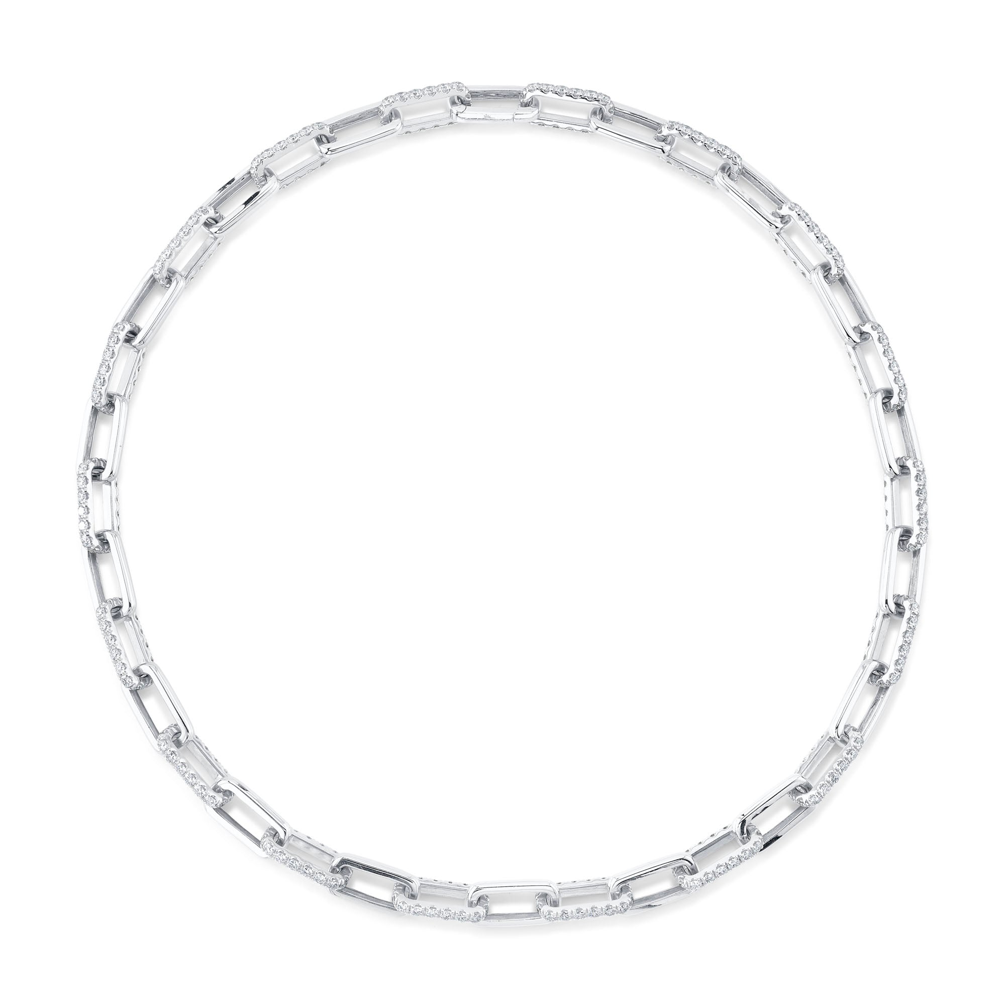 13.01CT 14K W/G DIAMOND PAVE PAPER CLIP LINK NECKLACE