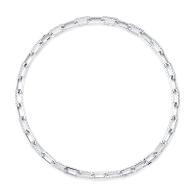 13.01CT 14K W/G DIAMOND PAVE PAPER CLIP LINK NECKLACE