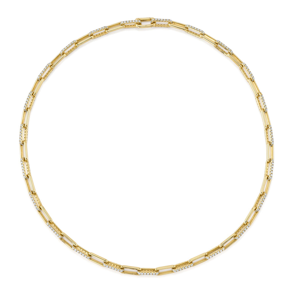 5.68CT 14K Y/G DIAMOND PAPER CLIP LINK NECKLACE