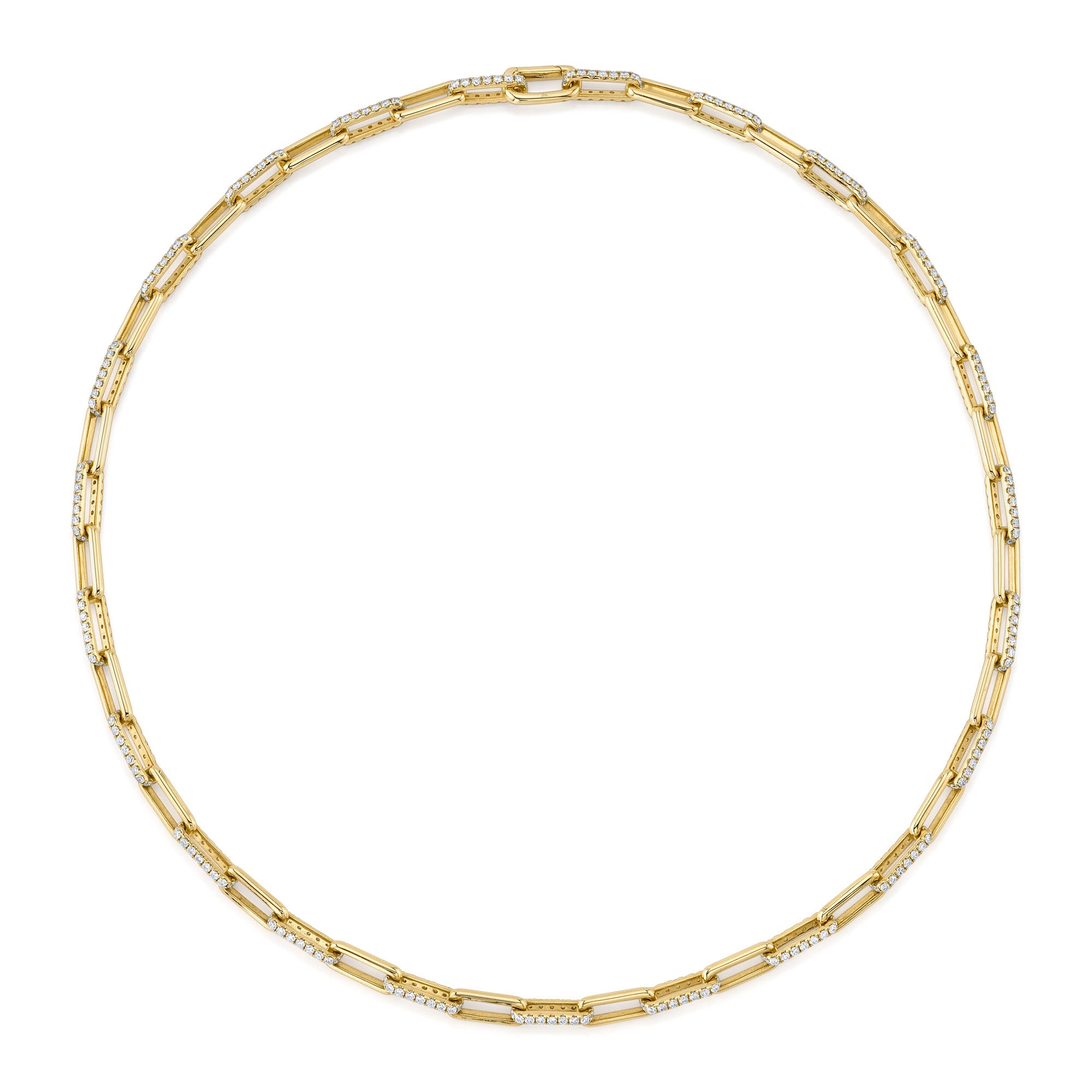 5.68CT 14K Y/G DIAMOND PAPER CLIP LINK NECKLACE