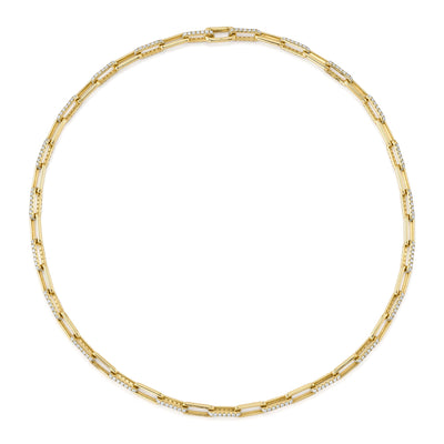5.68CT 14K Y/G DIAMOND PAPER CLIP LINK NECKLACE
