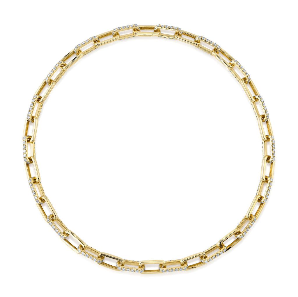 13.01CT 14K Y/G DIAMOND PAVE PAPER CLIP LINK NECKLACE