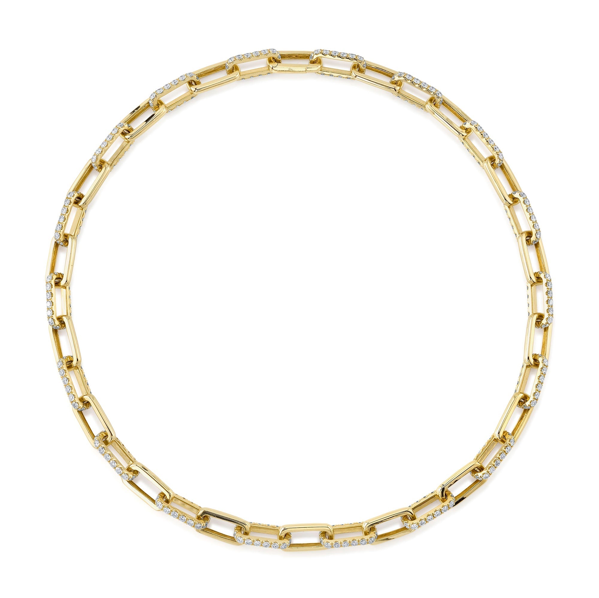 13.01CT 14K Y/G DIAMOND PAVE PAPER CLIP LINK NECKLACE