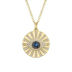 0.23CT BLACK & WHITE DIAMOND & 0.15CT BLUE SAPPHIRE 14K Y/G EYE NECKLACE