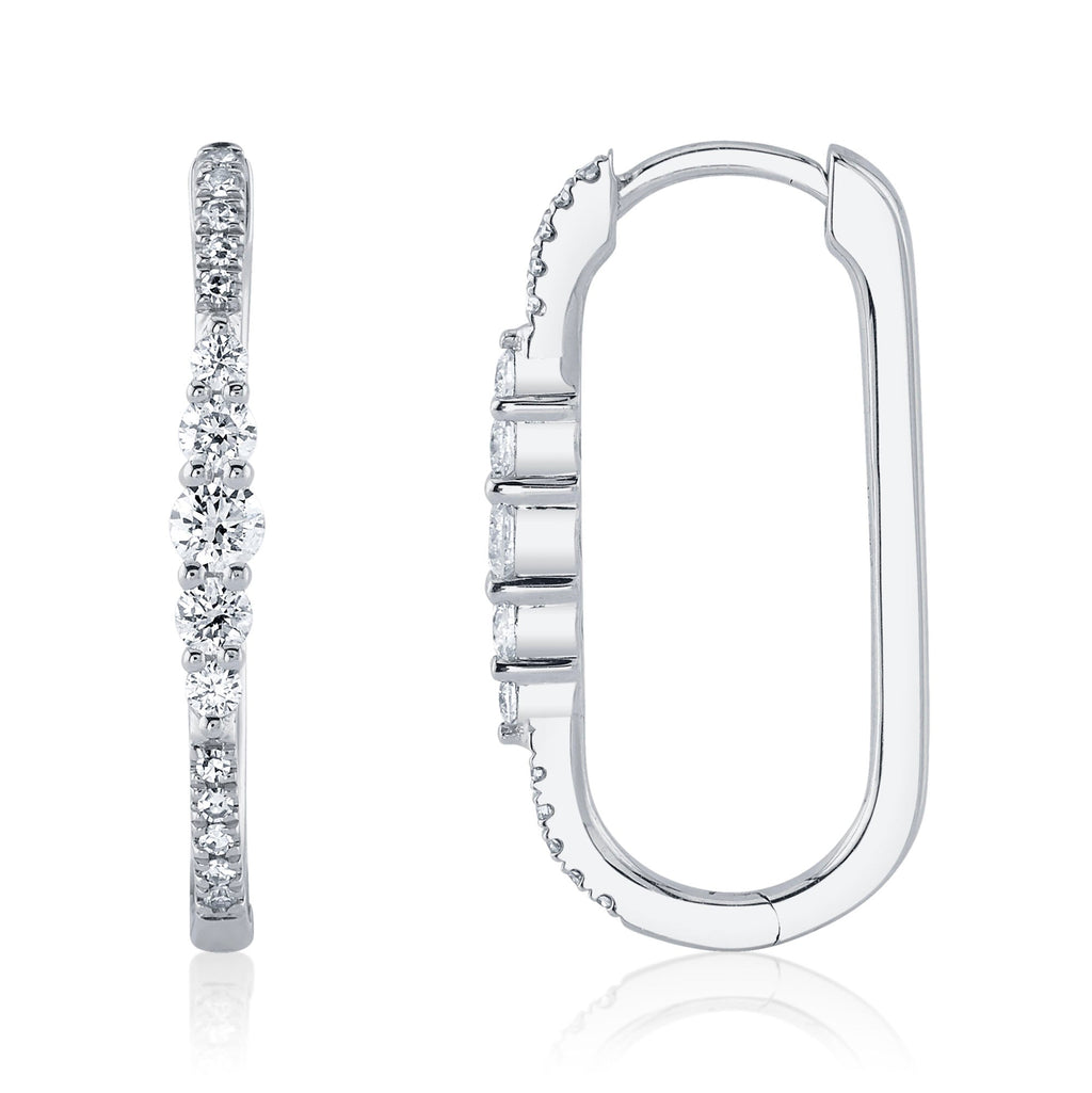 0.29CT 14K W/G DIAMOND OVAL HOOP EARRING