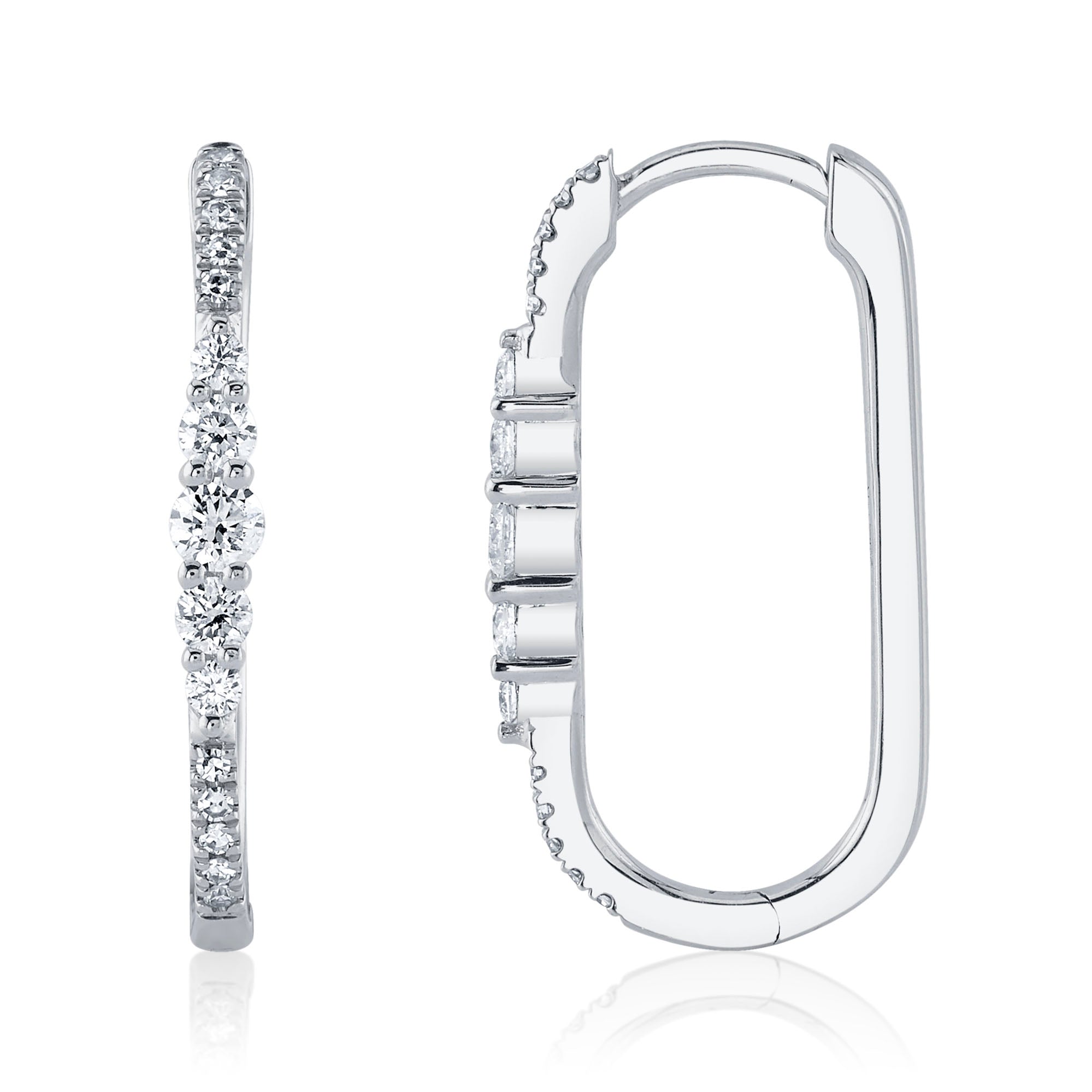 0.29CT 14K W/G DIAMOND OVAL HOOP EARRING