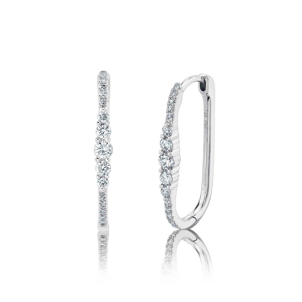 0.29CT 14K W/G DIAMOND OVAL HOOP EARRING
