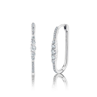 0.29CT 14K W/G DIAMOND OVAL HOOP EARRING