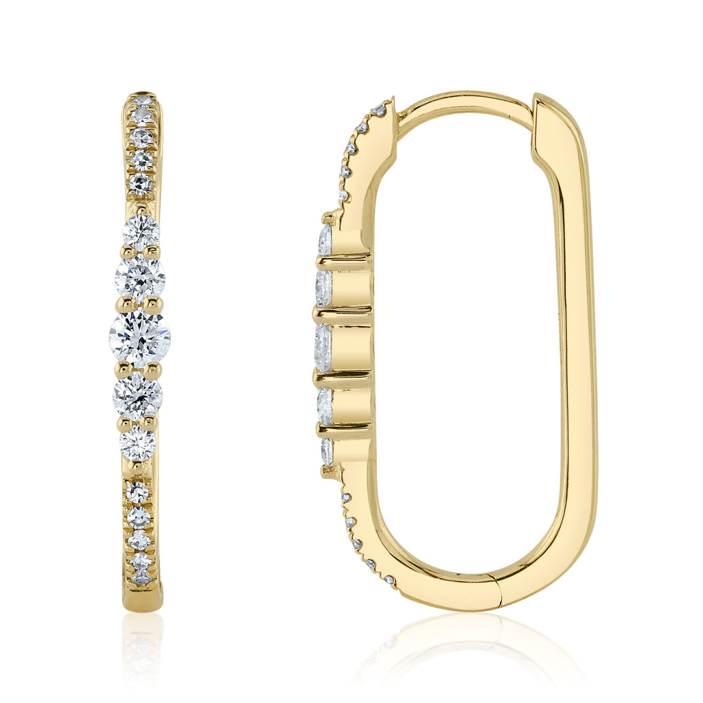 0.29CT 14K Y/G DIAMOND OVAL HOOP EARRING