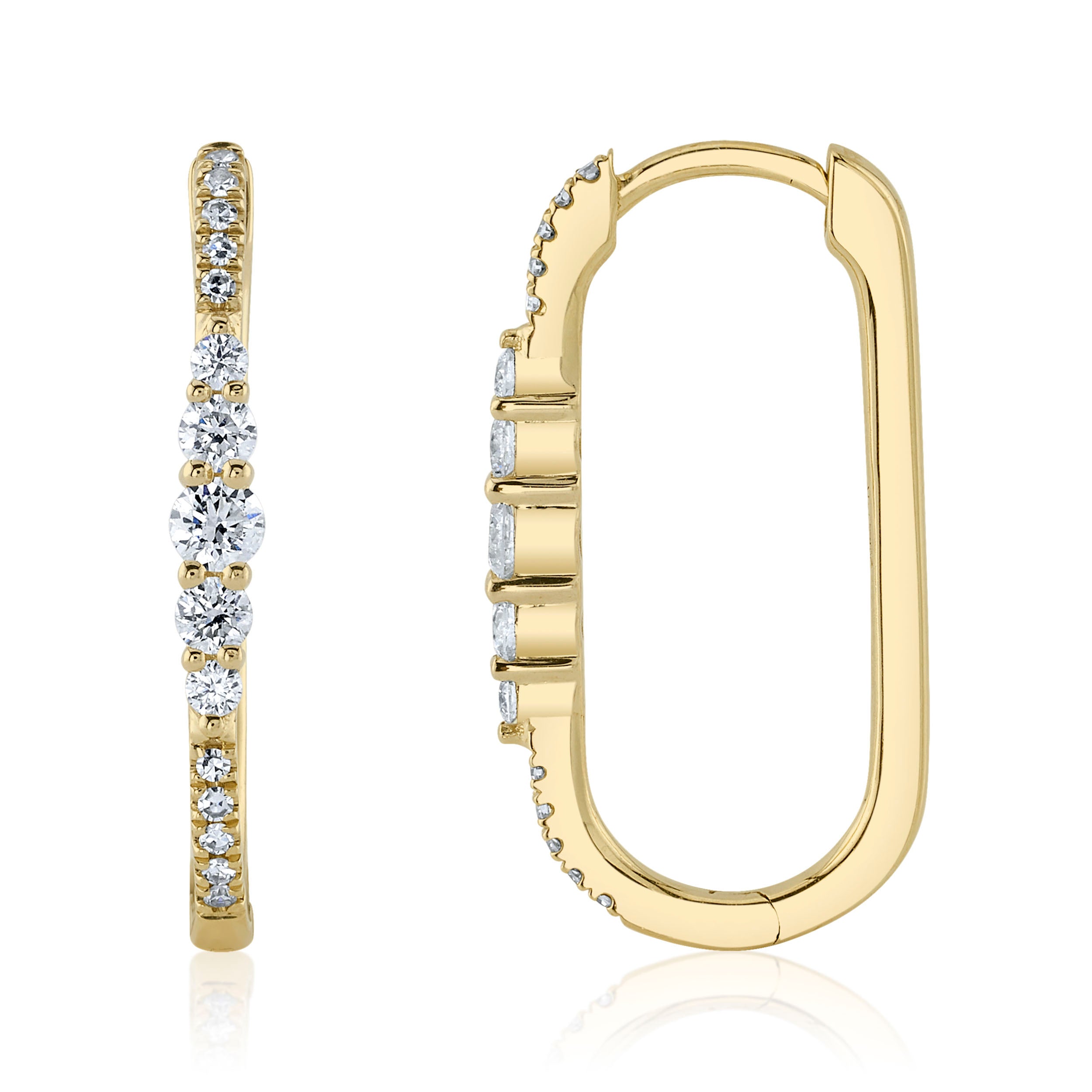 0.29CT 14K Y/G DIAMOND OVAL HOOP EARRING