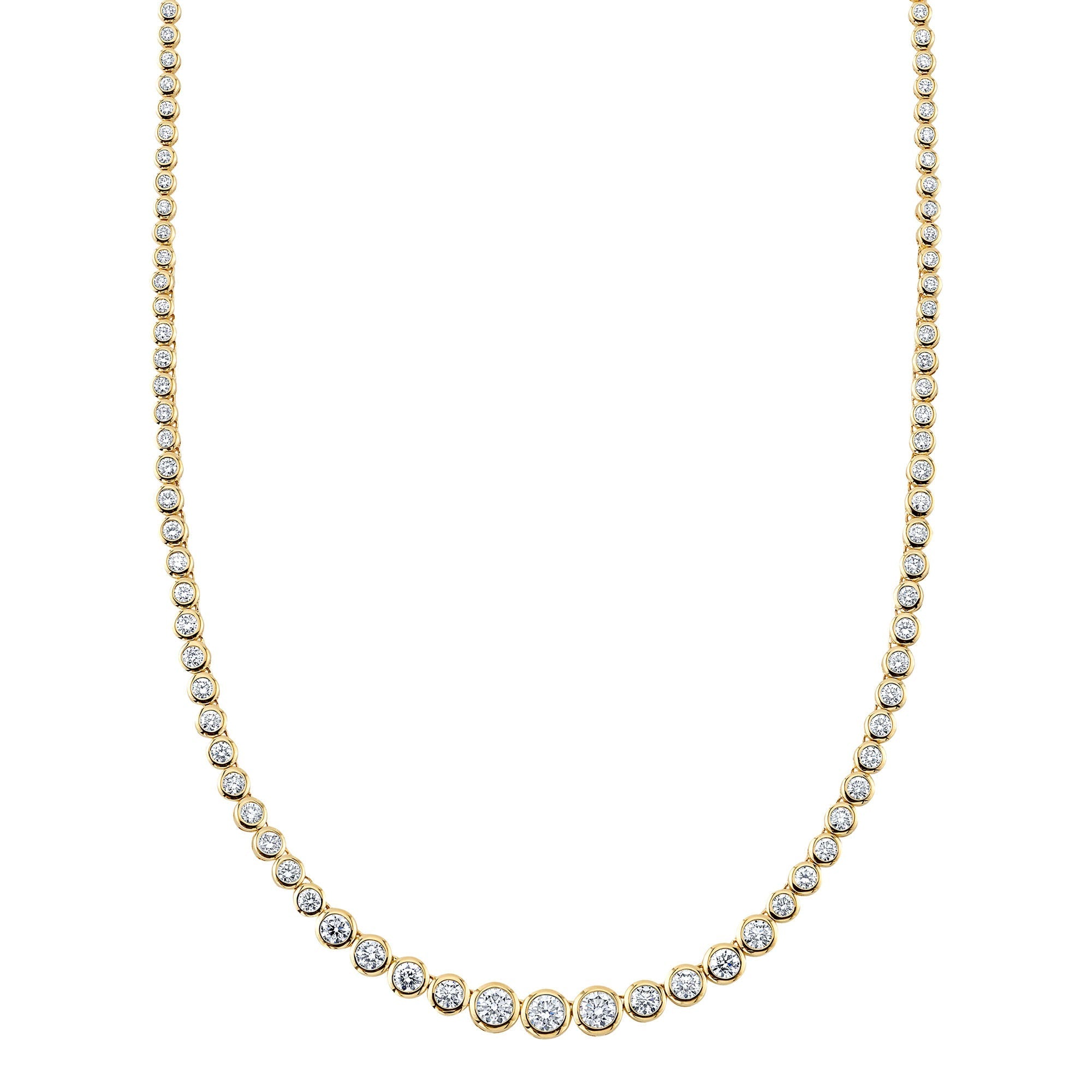 5.70CT 14K Y/G DIAMOND BEZEL TENNIS NECKLACE