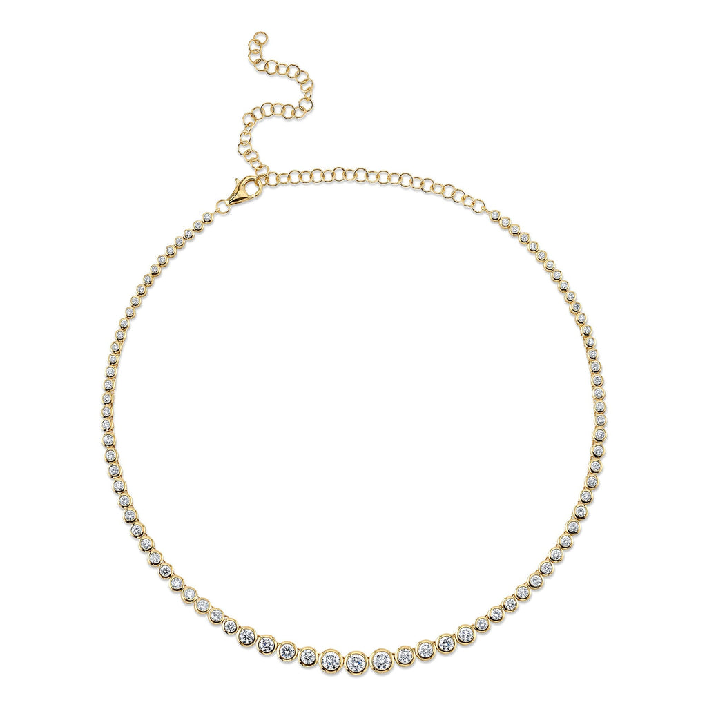 5.70CT 14K Y/G DIAMOND BEZEL TENNIS NECKLACE