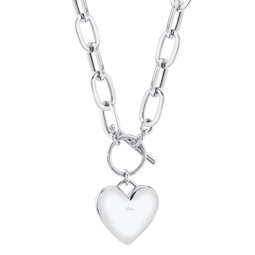 0.50CT 14K W/G DIAMOND PAVE HEART PAPER CLIP LINK NECKLACE