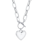 0.50CT 14K W/G DIAMOND PAVE HEART PAPER CLIP LINK NECKLACE