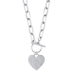 0.50CT 14K W/G DIAMOND PAVE HEART PAPER CLIP LINK NECKLACE
