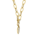 0.50CT 14K Y/G DIAMOND PAVE HEART PAPER CLIP LINK NECKLACE