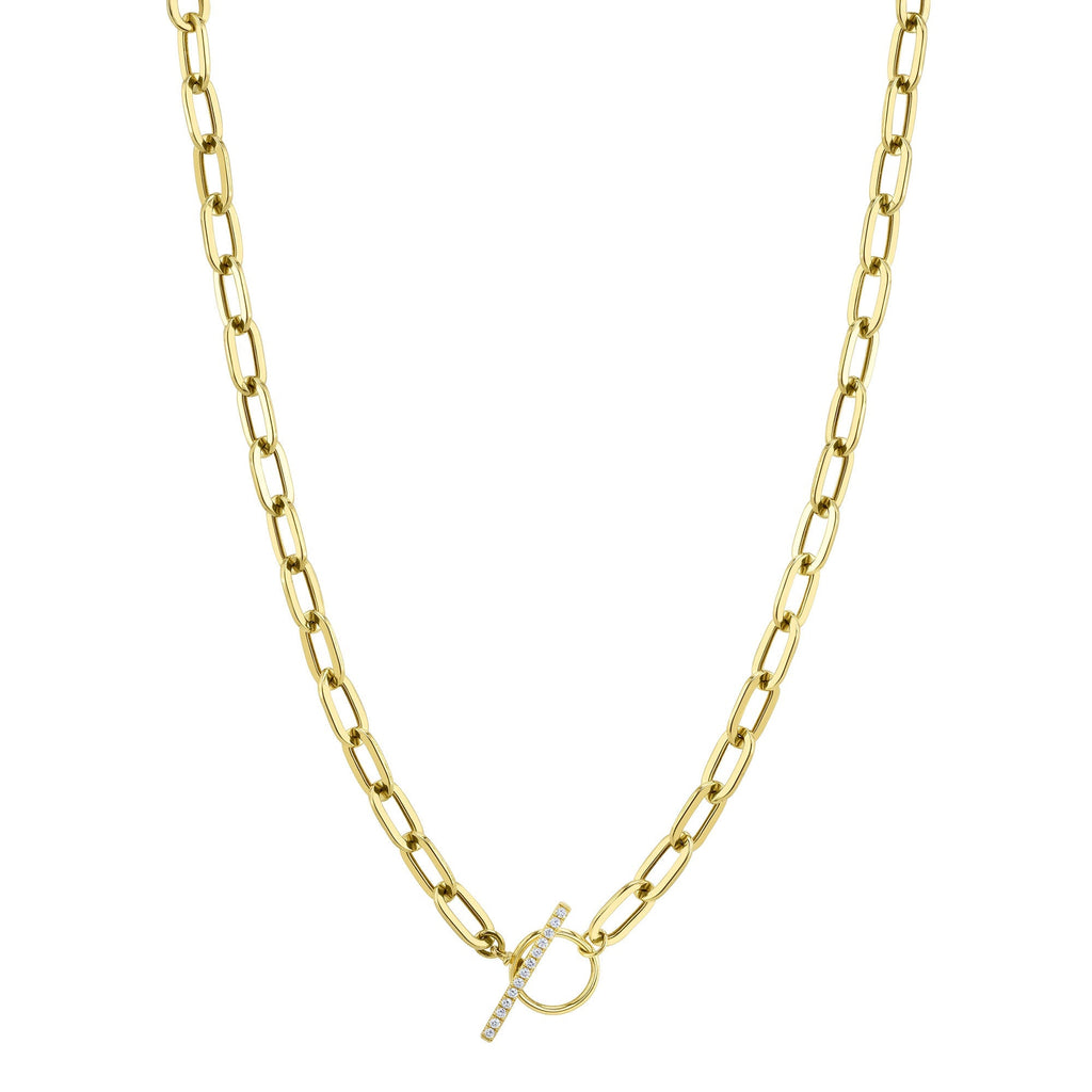 0.13CT 14K Y/G DIAMOND PAPER CLIP LINK  NECKLACE