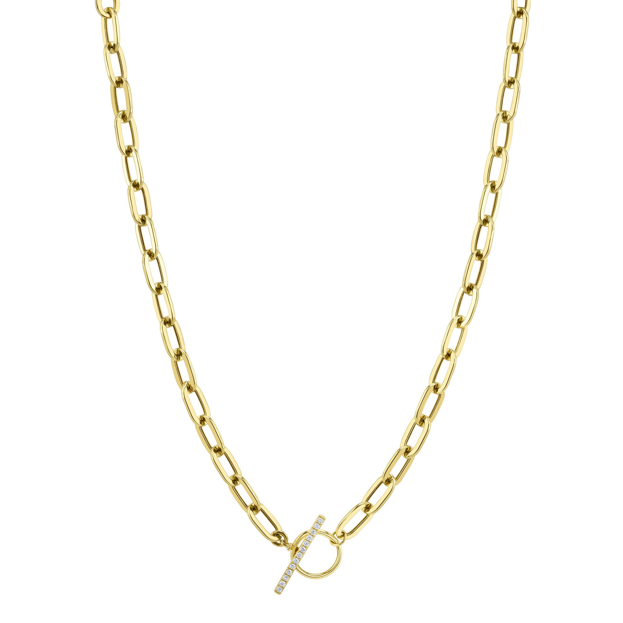 0.13CT 14K Y/G DIAMOND PAPER CLIP LINK  NECKLACE