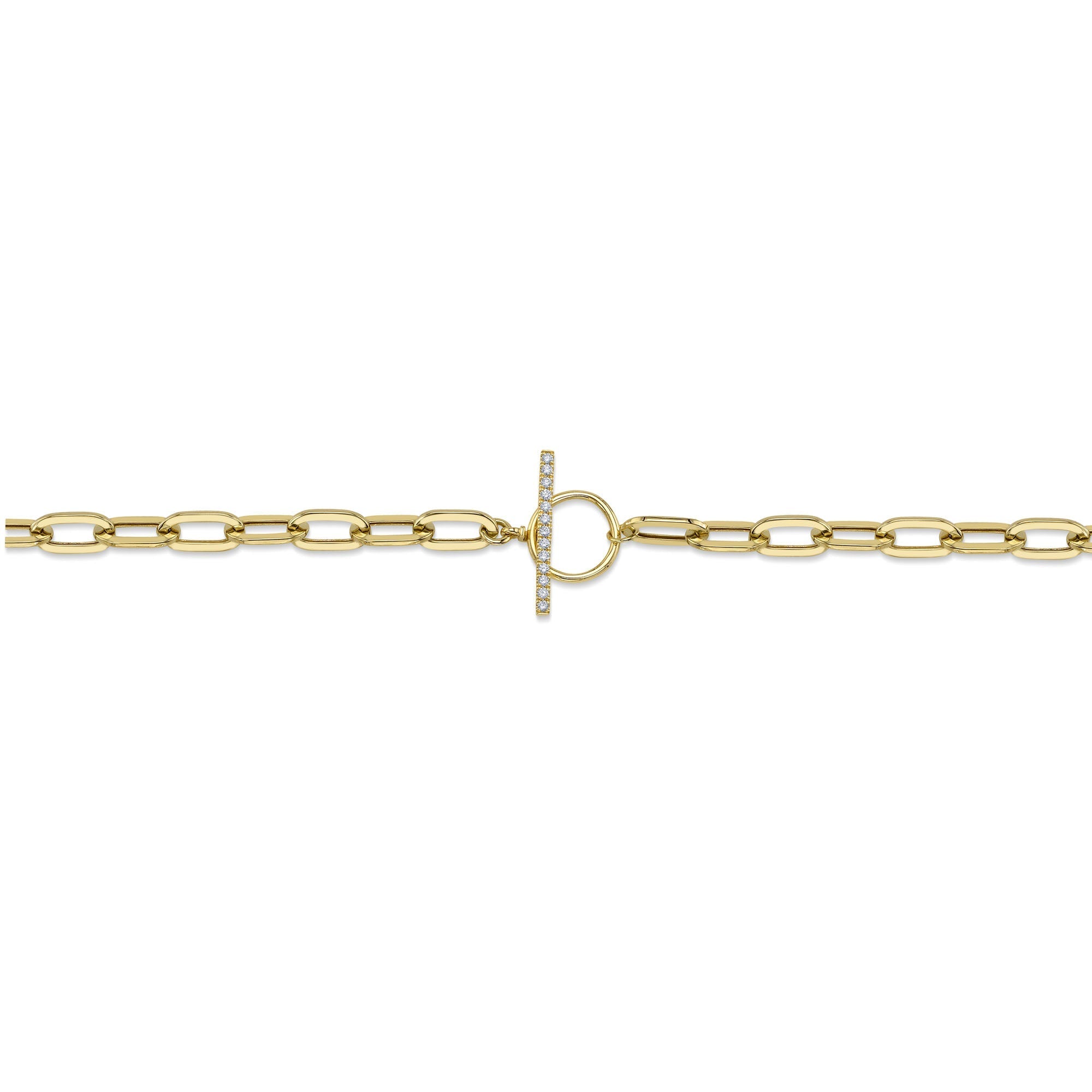 0.13CT 14K Y/G DIAMOND PAPER CLIP LINK  NECKLACE