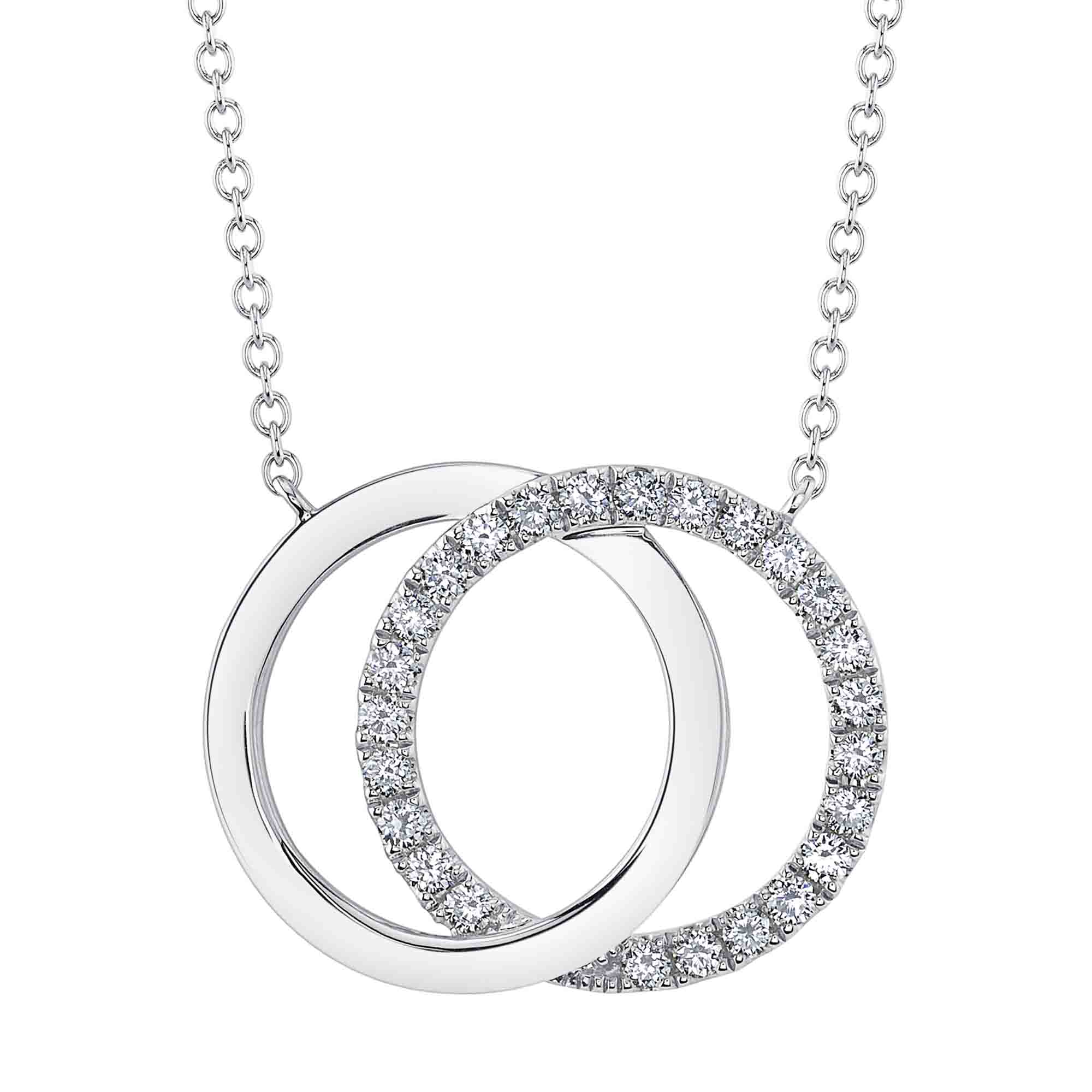 0.31CT 14K W/G DIAMOND LOVE KNOT CIRCLE NECKLACE
